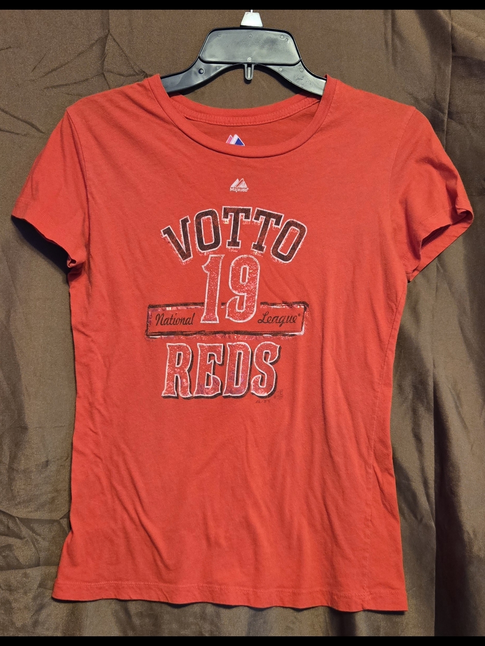 Cincinnati Reds Joey Votto #19 T Shirt Women’s Medium Majestic MLB Graphic Tee